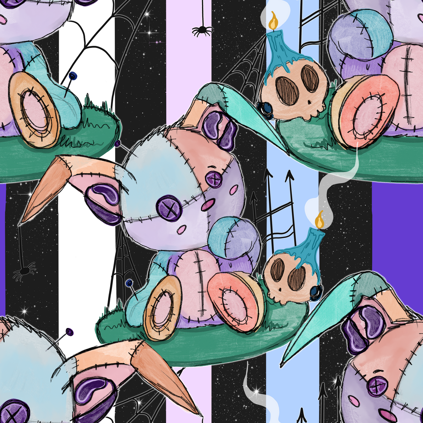 Hearing Aid Bunny Voodoo- Stripes