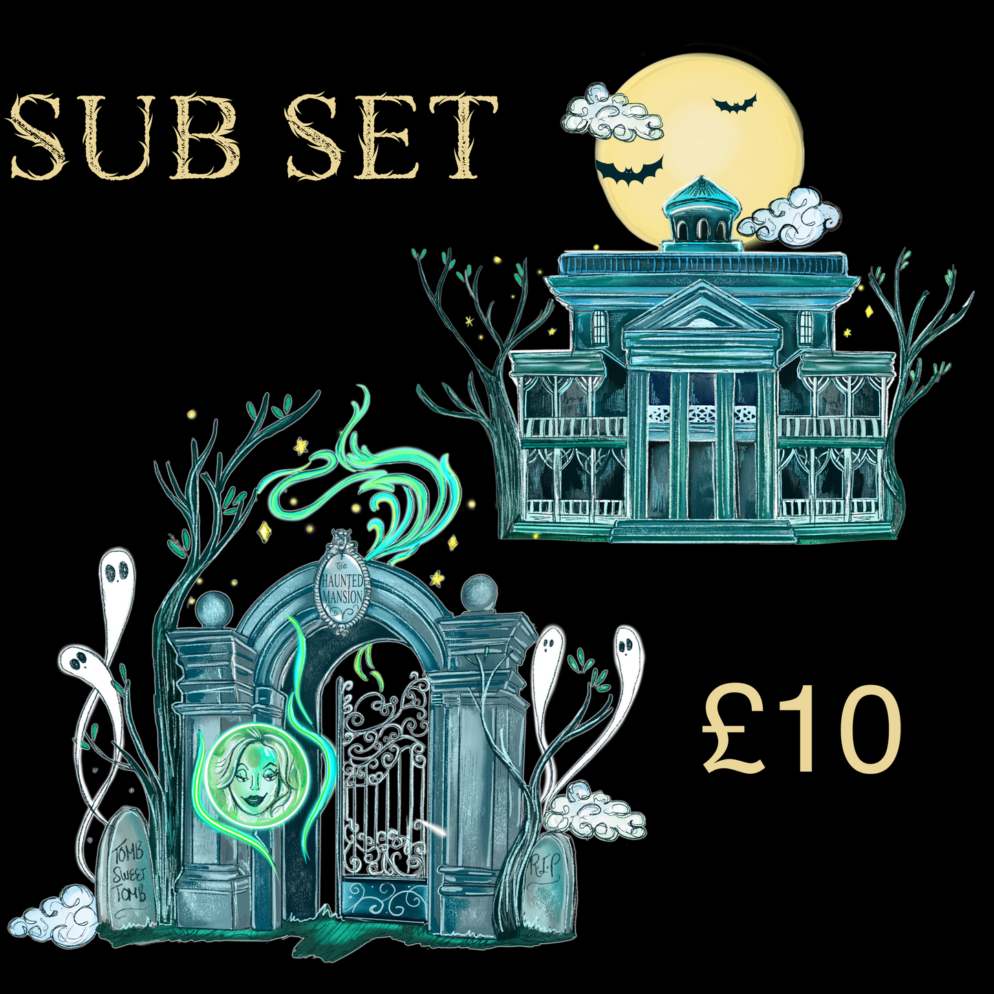 Spooky mansion sub - green