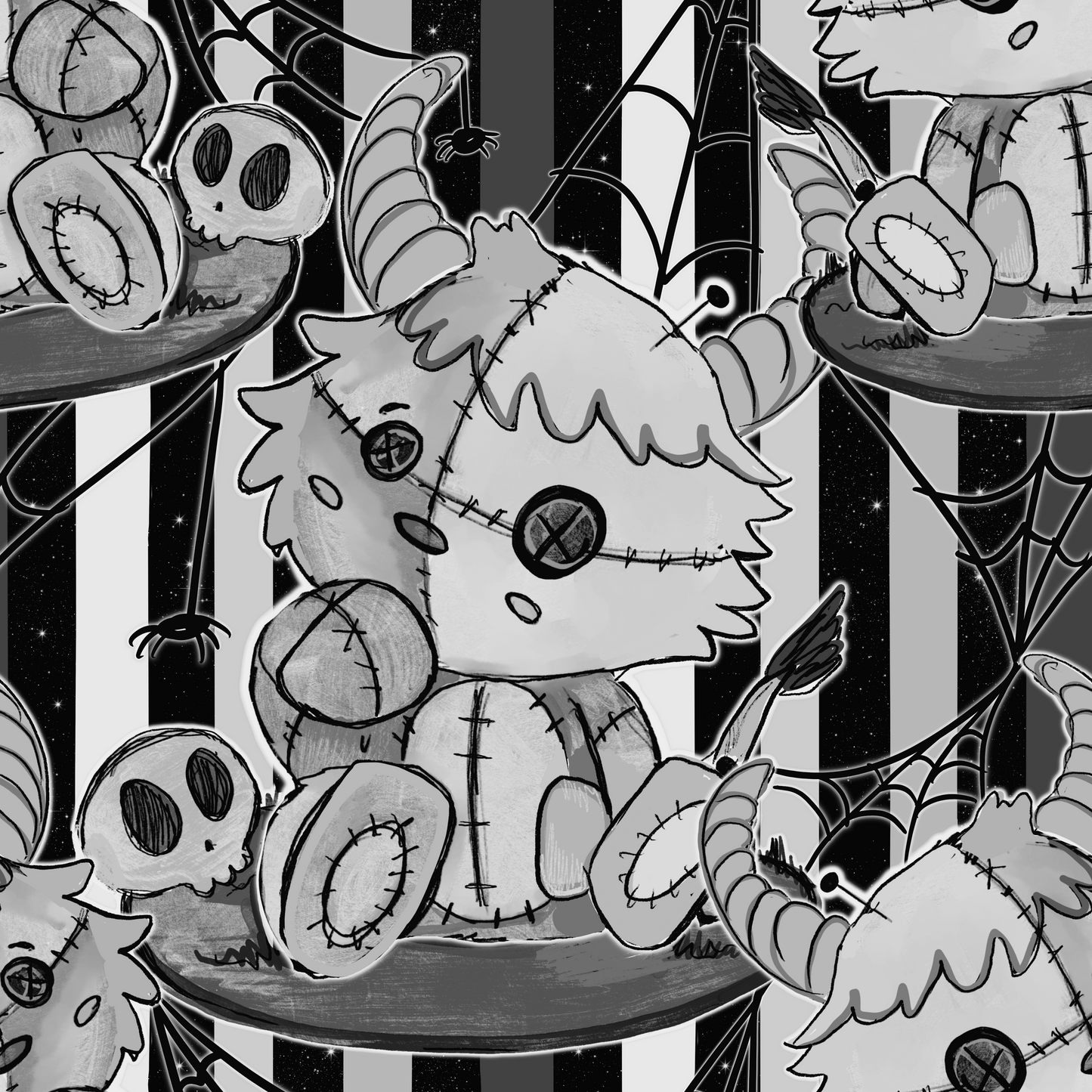 Ostomy Bag Highland Cow Voodoo - B&W