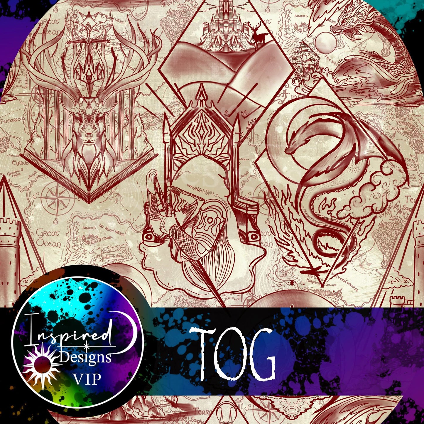 TOG- Maps & floral Dragon