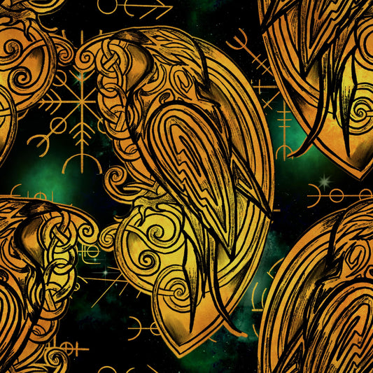 Viking raven yellow gold