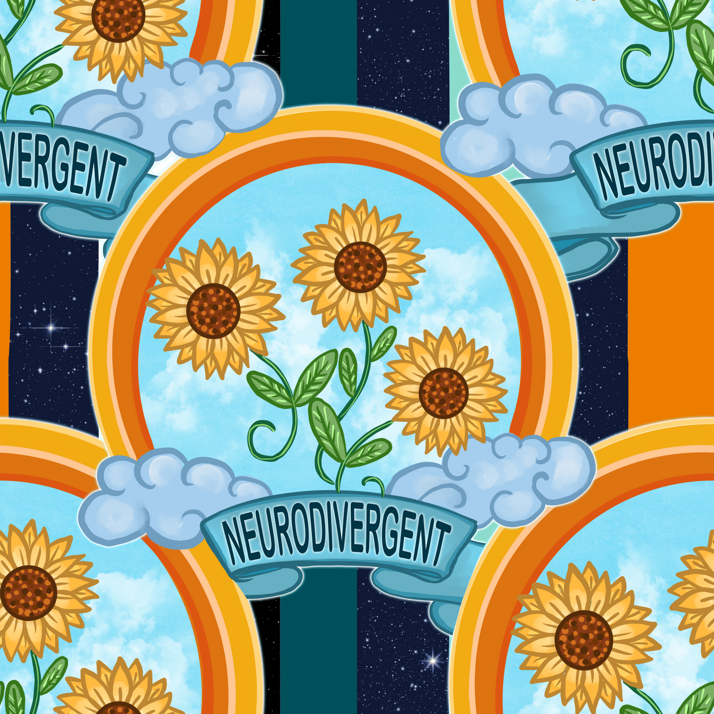 Neurodivergent Sunflower- Stripes
