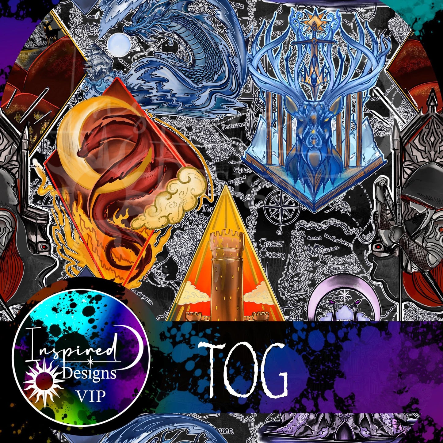 TOG- Maps & floral Dragon