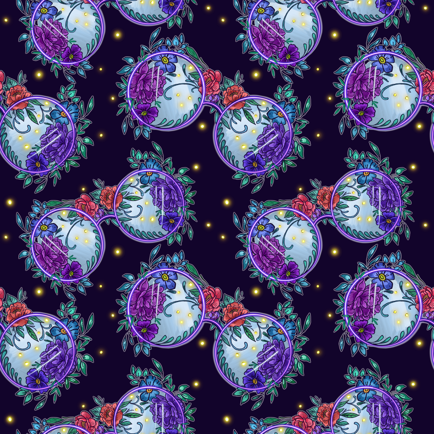 Glasses Floral - Purple