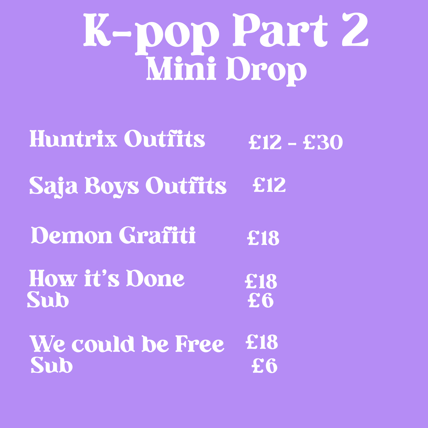 K-pop part 2 mini drop