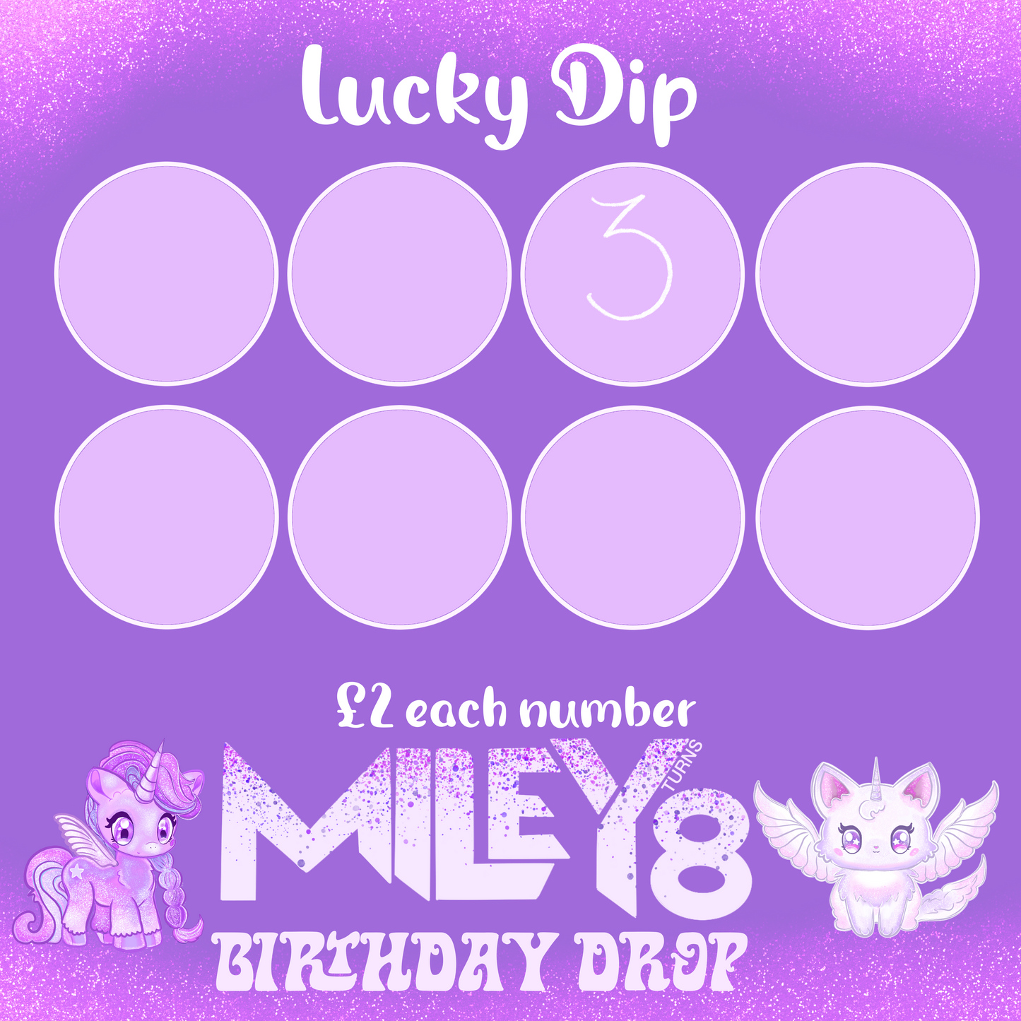 Miley turns 8 lucky dip