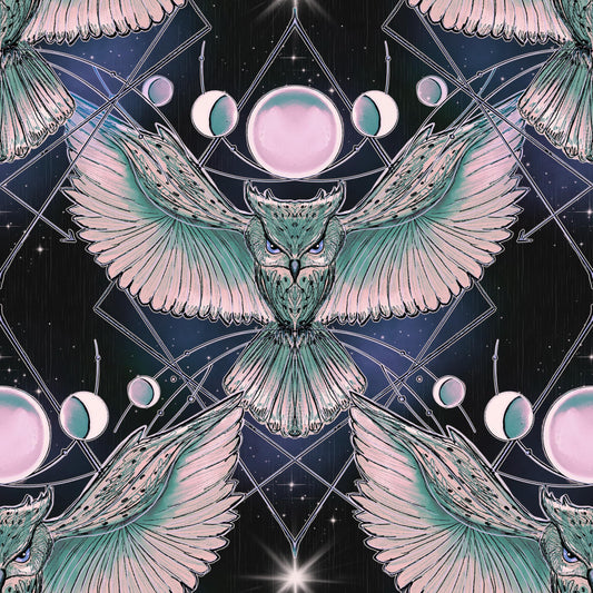 Owl white teal wings