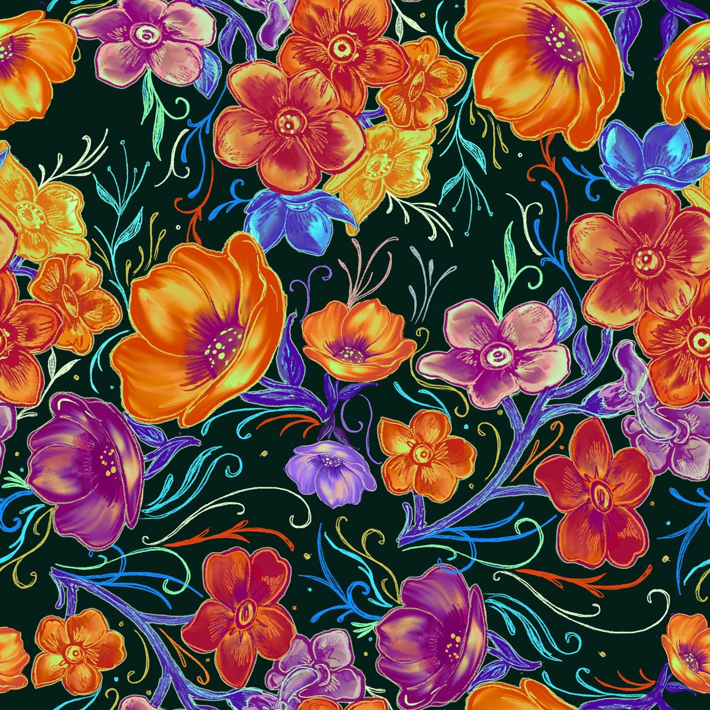 Floral orange bright