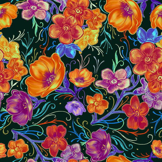 Floral orange bright